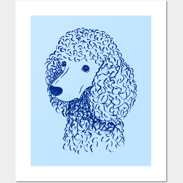 Poodle (Light Blue and Blue) Wall Art by illucalliart